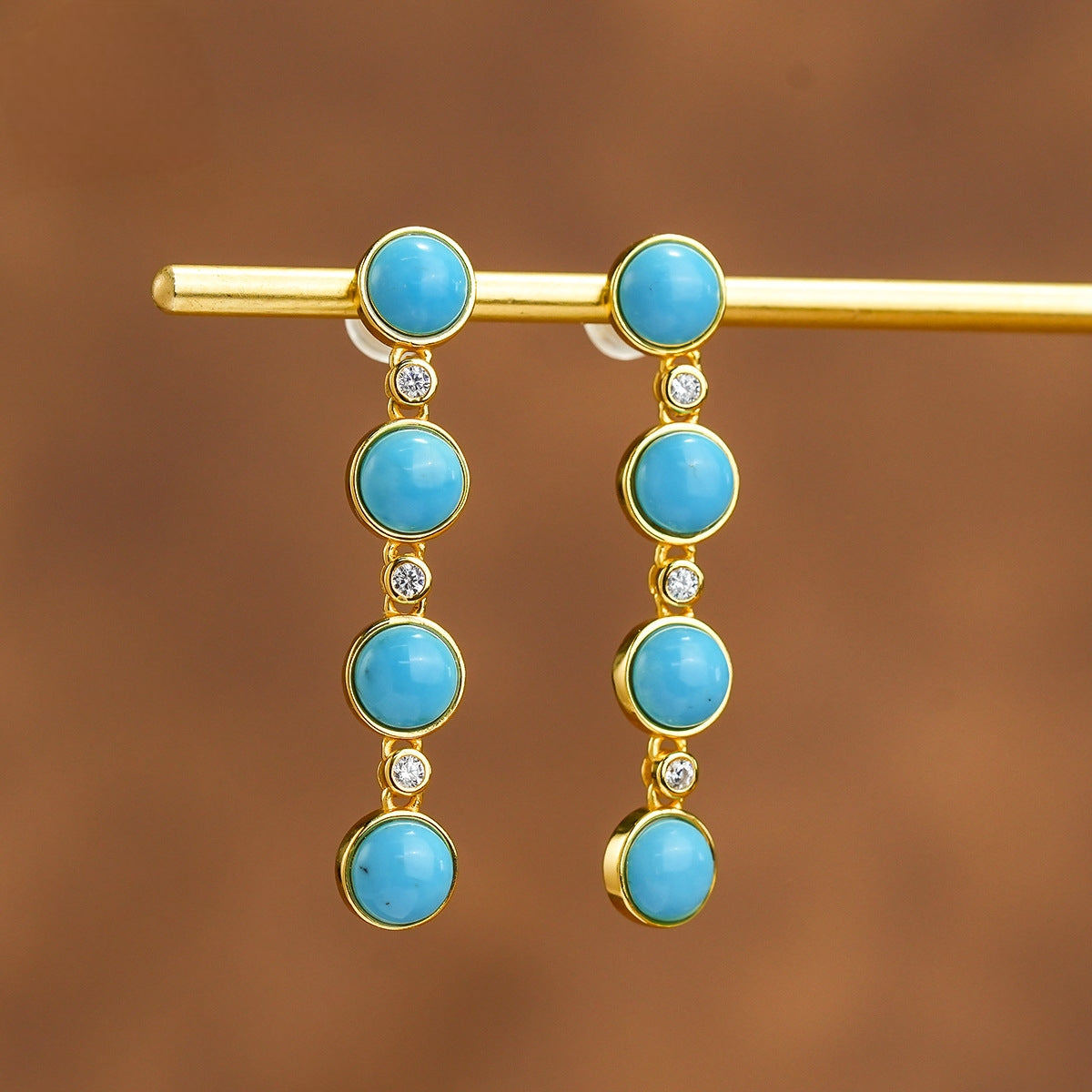 Celeste Drops – Oval Beaded Turquoise Earrings - Veilgem