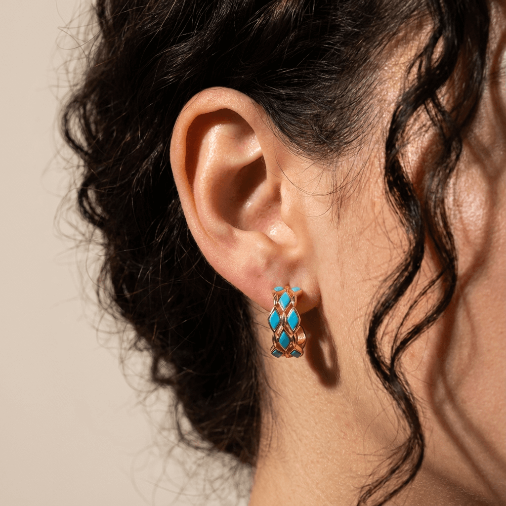 Azure Muse – Geometric Turquoise Stud Earrings