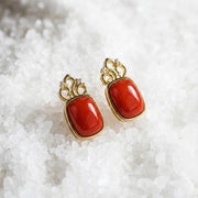 Southern Red Agate · Fire Spirit Square Charm Retro Earrings - Veilgem
