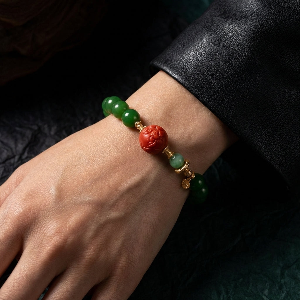 Emerald Harmony Glow · Vitality Red & Green Bracelet - Veilgem