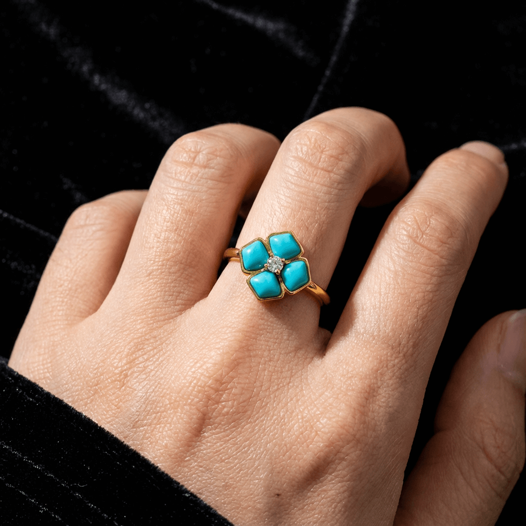 Fleur de Chance Turquoise Ring - Veilgem