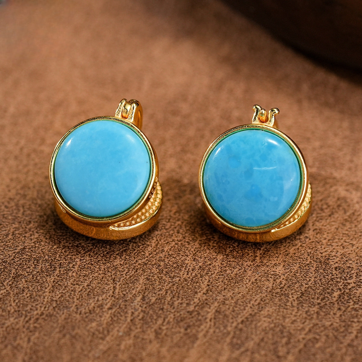 Turquoise Serenity—S925 Silver 18K Gold-Plated Bead Earrings - Veilgem