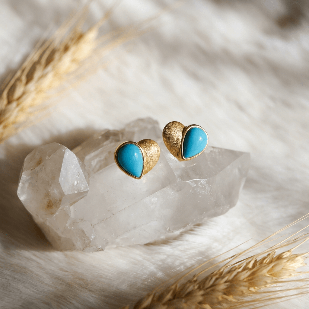 Celeste Heart – Turquoise Love Stud Earrings