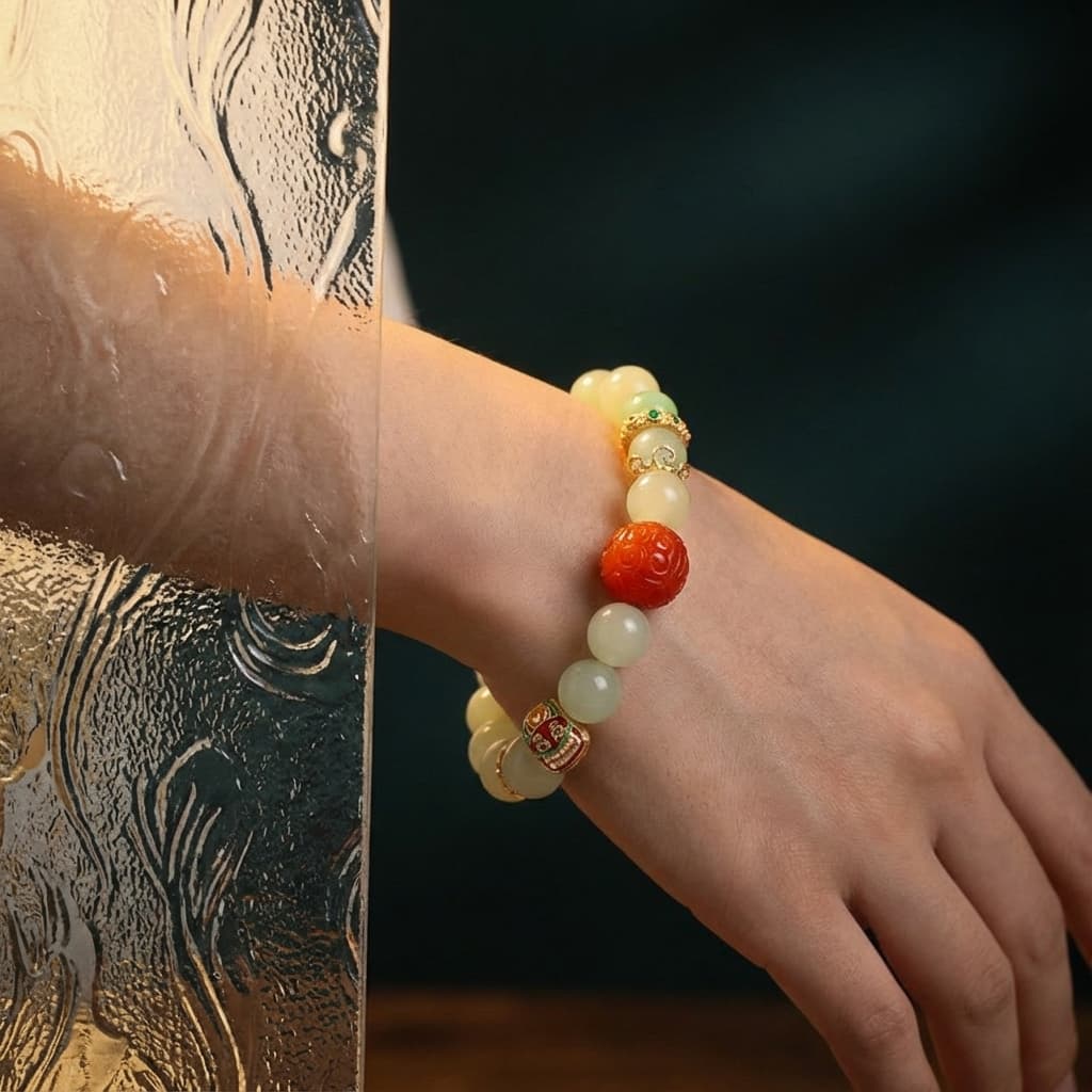 Sunny Water Serenity · Enamel Red Glow Bracelet - Veilgem