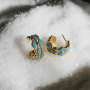 Azure Muse – Geometric Turquoise Stud Earrings - Veilgem
