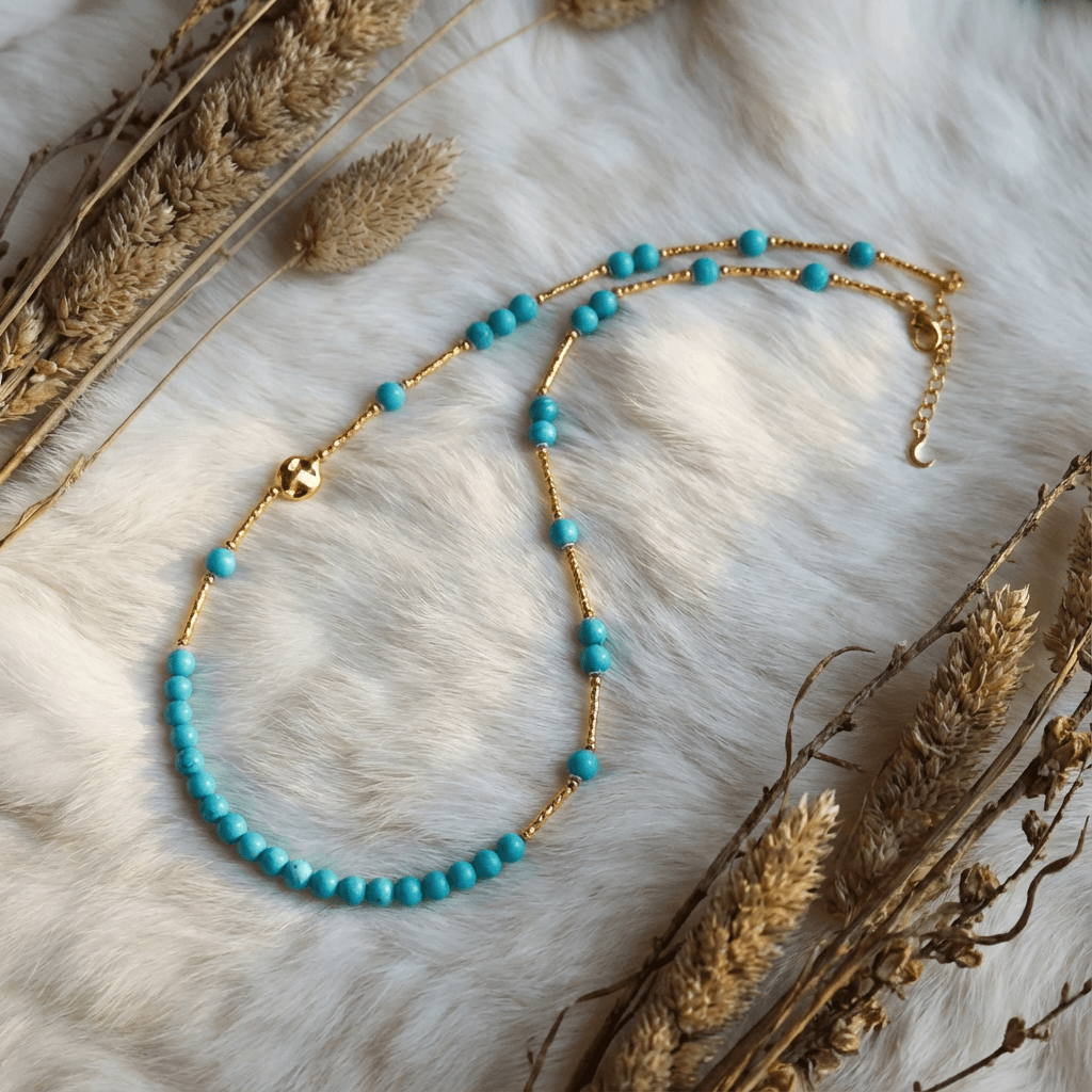 Moon Blue Turquoise Clavicle Necklace - Veilgem