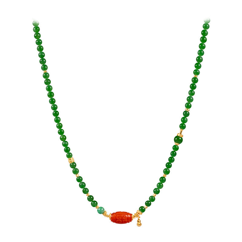 Emerald Symphony - Hetian Jade & South Red Necklace - Veilgem