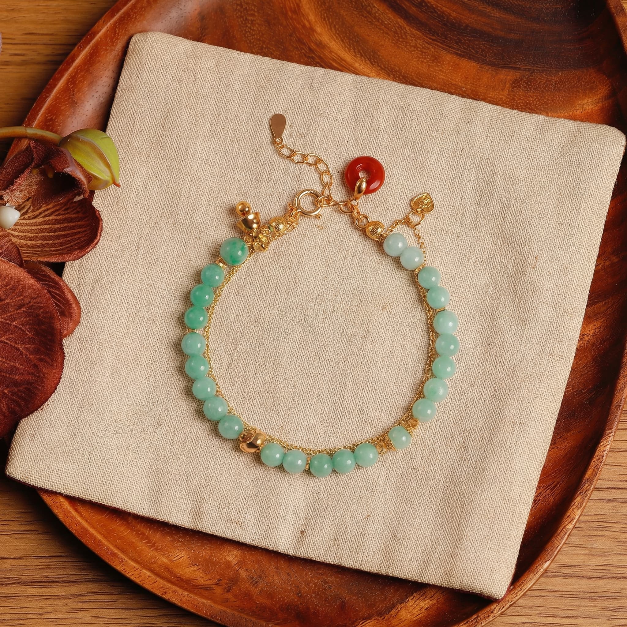 Eternal Radiance: Burmese Jade & South Red Bracelet