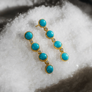 Celeste Drops – Oval Beaded Turquoise Earrings - Veilgem