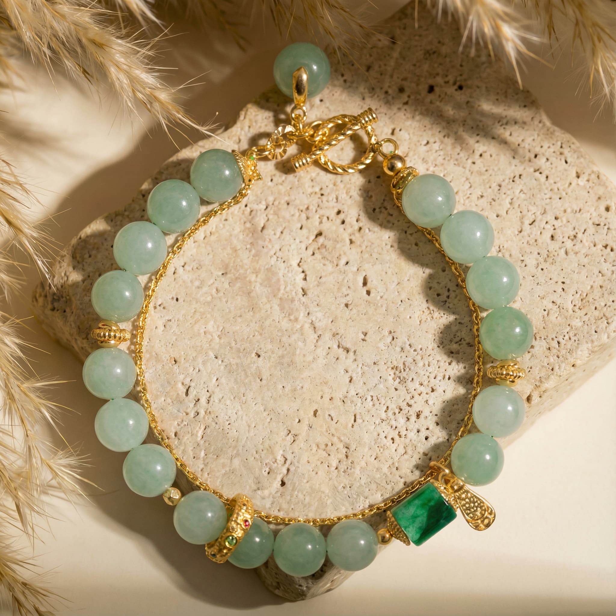 Jade Blessing Peace Lock Bracelet