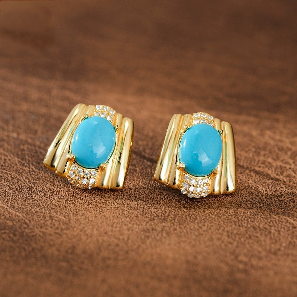 Eclat Oval – Minimal Turquoise Stud Earrings - Veilgem
