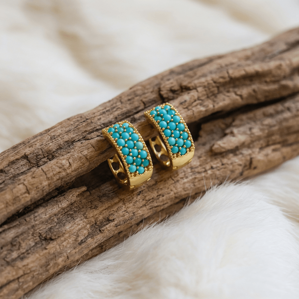 Urban Muse – Minimalist Turquoise Bead Stud Earrings - Veilgem