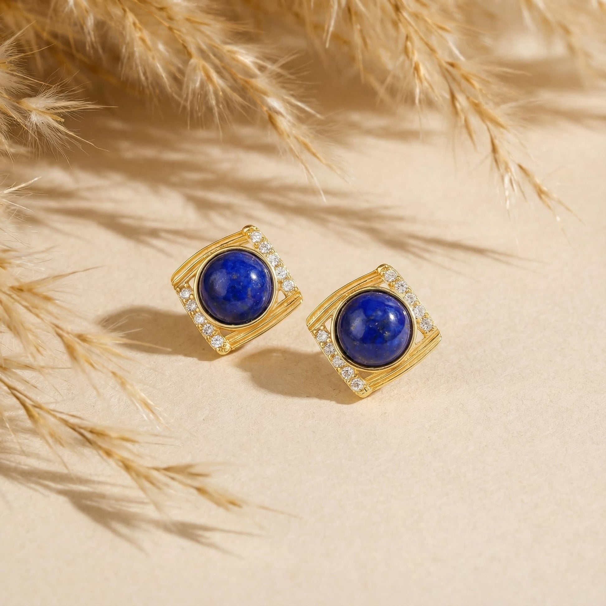 Blue Elegance Lapis Lazuli Stud Earrings - Veilgem