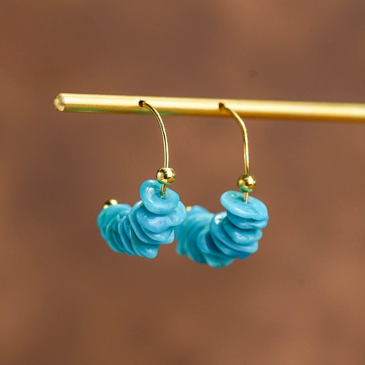 Enchanted Turquoise Geometric Stud Earrings: S925 Silver Plated 18K Gold Luxury - Veilgem