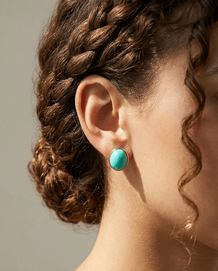 Turquoise Elegance S925 Silver Plated 18K Gold Earrings - Veilgem