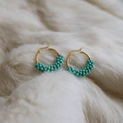 Sierra Weave – Beaded Turquoise Hoop Earrings - Veilgem