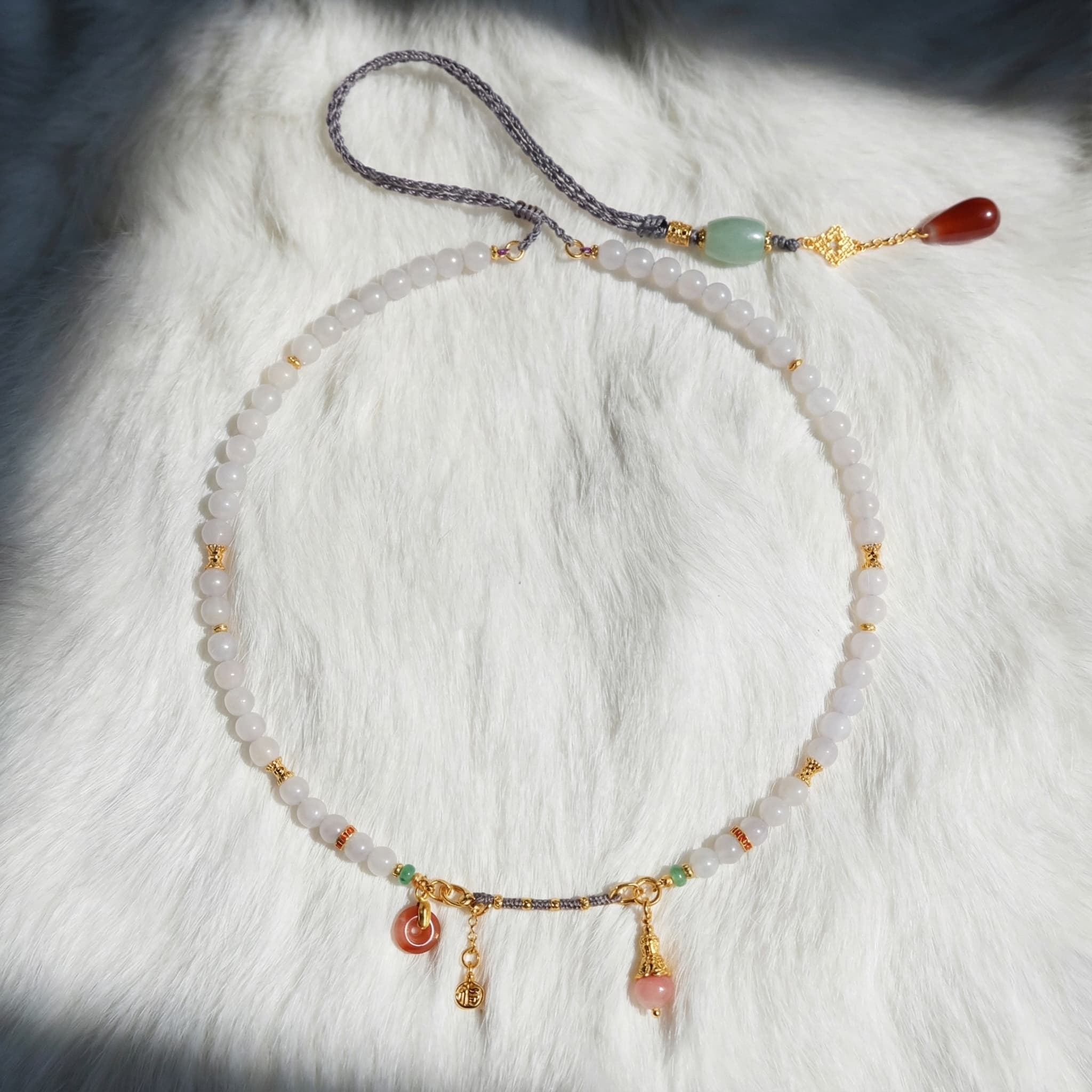 Whispers of Jade - Natural Hetian Jade & Sweater Necklace