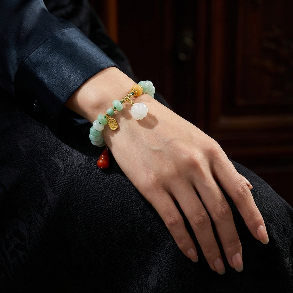 Jade Whisper Blessing Bracelet · Three Treasures Harmony - Veilgem