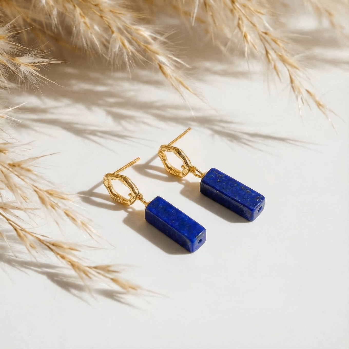 Aqua Pulse Lapis Lazuli Geometric Drop Earrings