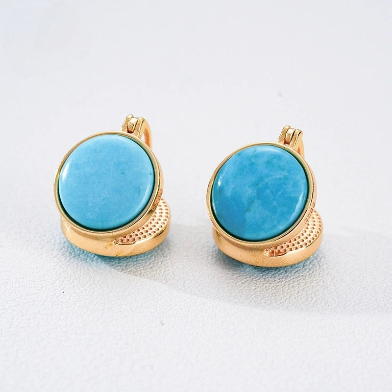 Turquoise Serenity—S925 Silver 18K Gold-Plated Bead Earrings - Veilgem