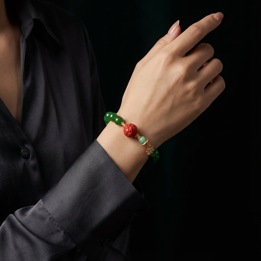 Emerald Harmony Glow · Vitality Red & Green Bracelet - Veilgem