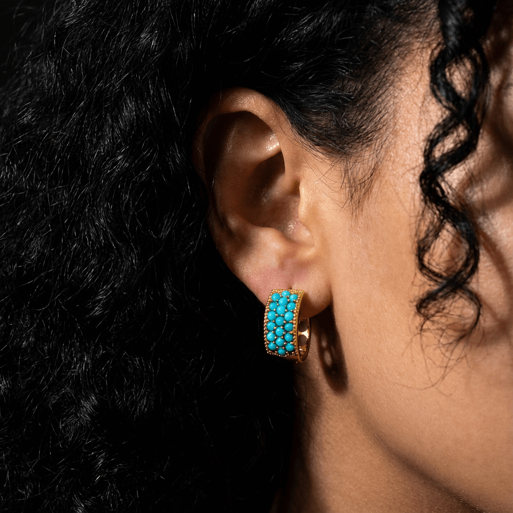 Urban Muse – Minimalist Turquoise Bead Stud Earrings - Veilgem