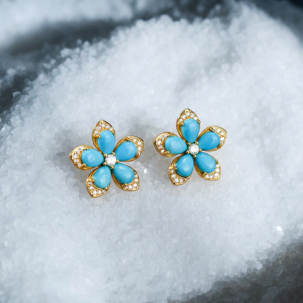 Solara Bloom – Turquoise Sunflower Earrings - Veilgem