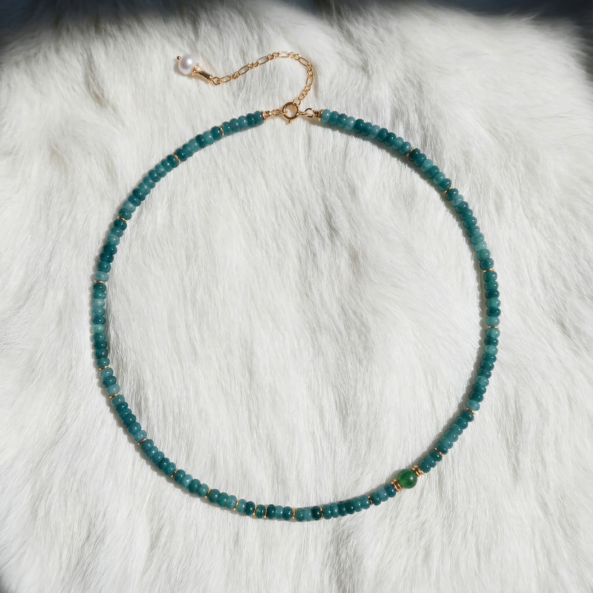 Celestial Blue - Guatemalan Jade & Pearl Necklace