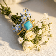 Sky Blue Turquoise Square Ring - Veilgem