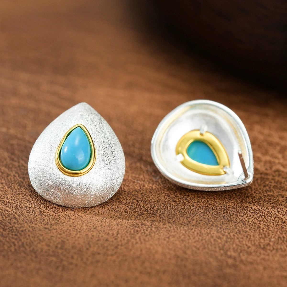 Aqua Grace – Turquoise Teardrop Stud Earrings - Veilgem