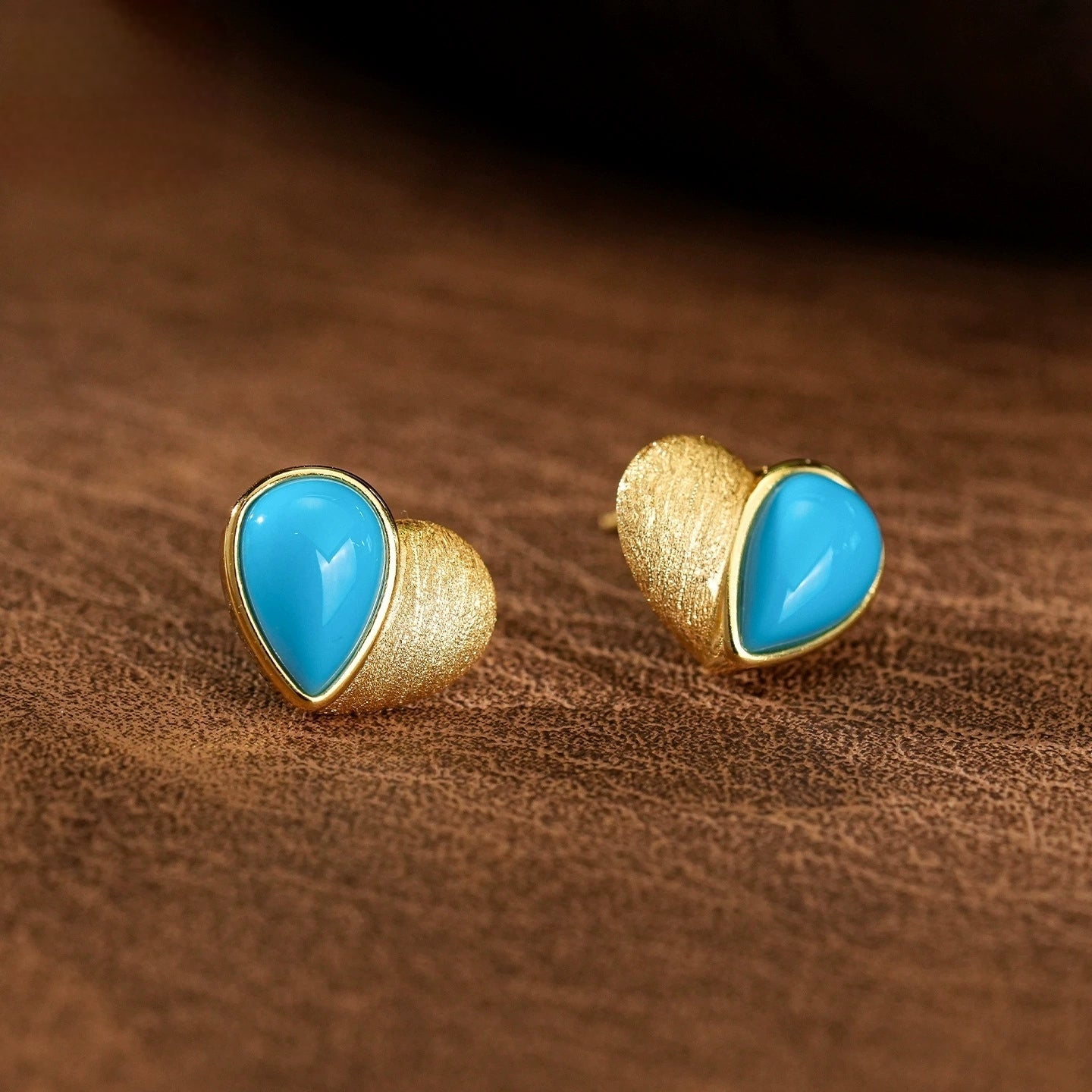 Celeste Heart – Turquoise Love Stud Earrings - Veilgem