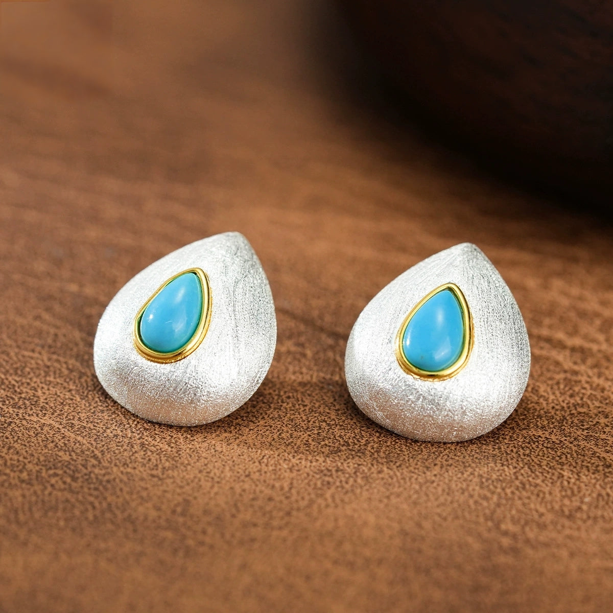 Aqua Grace – Turquoise Teardrop Stud Earrings - Veilgem