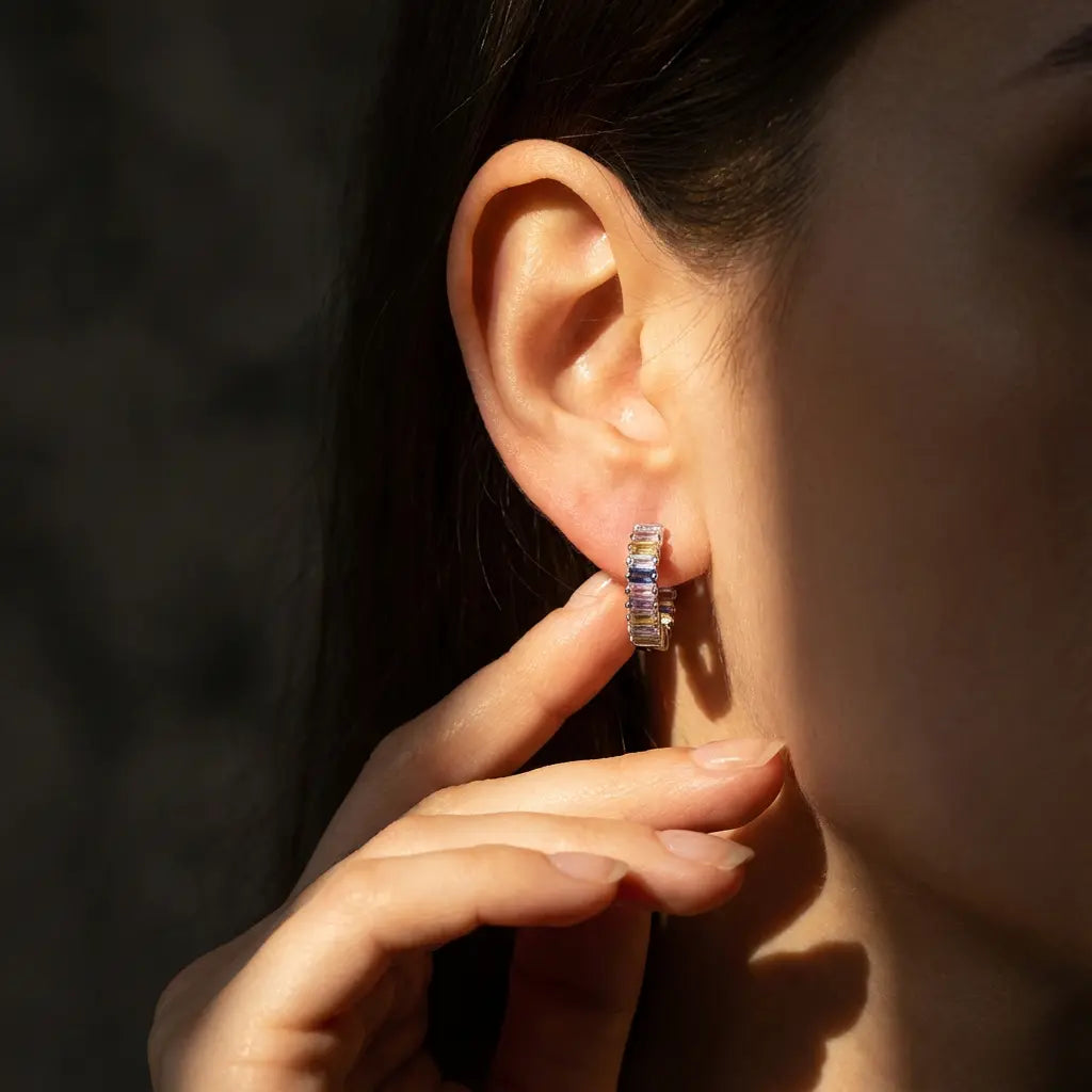 S925 Silver Square Diamond Gradient Earrings - Veilgem