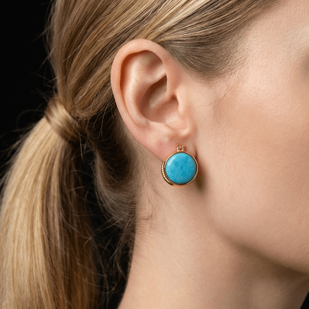 Turquoise Serenity—S925 Silver 18K Gold-Plated Bead Earrings - Veilgem