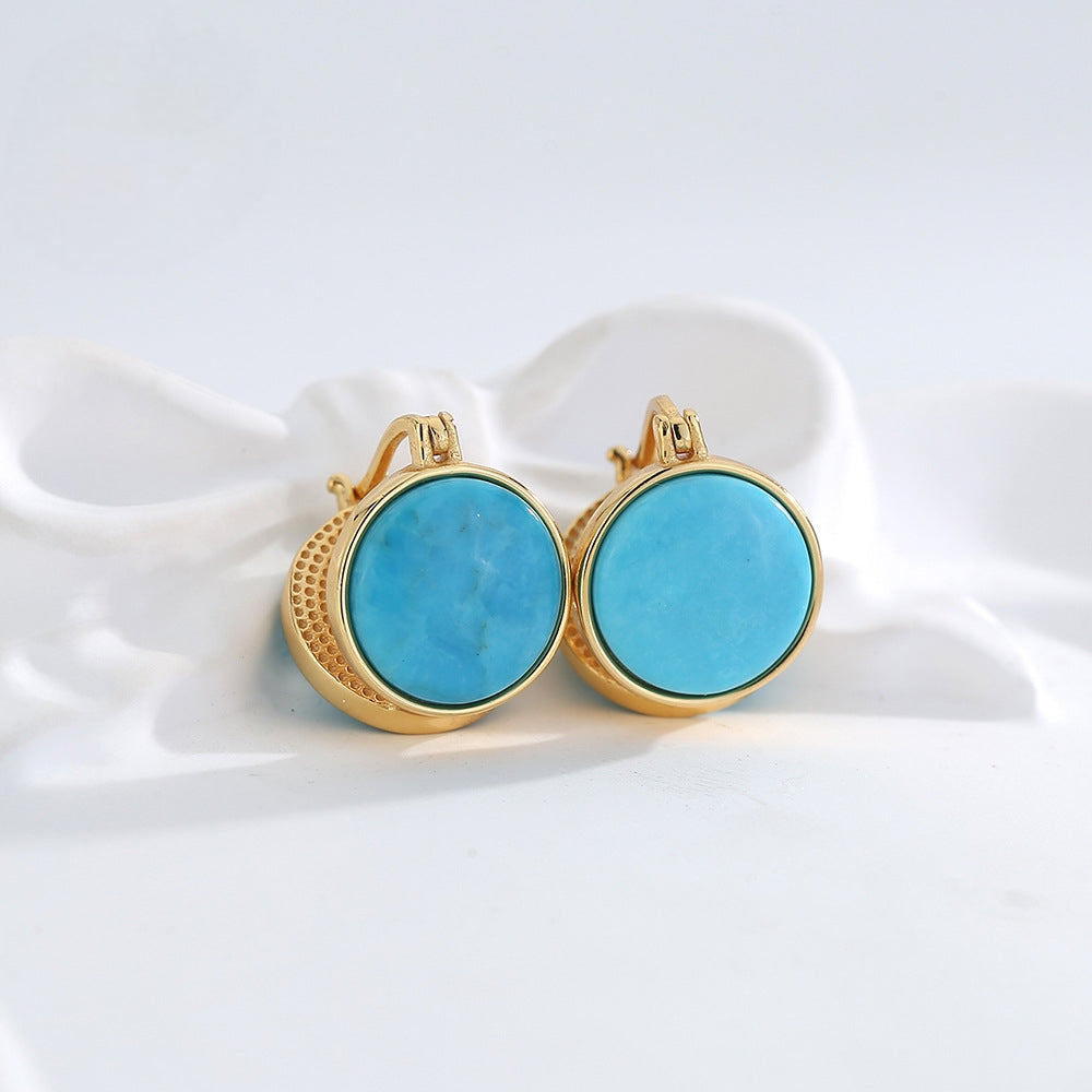 Turquoise Serenity—S925 Silver 18K Gold-Plated Bead Earrings - Veilgem