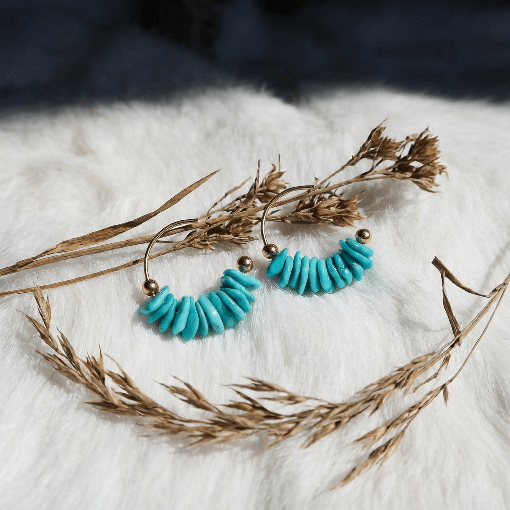 Enchanted Turquoise Geometric Stud Earrings: S925 Silver Plated 18K Gold Luxury