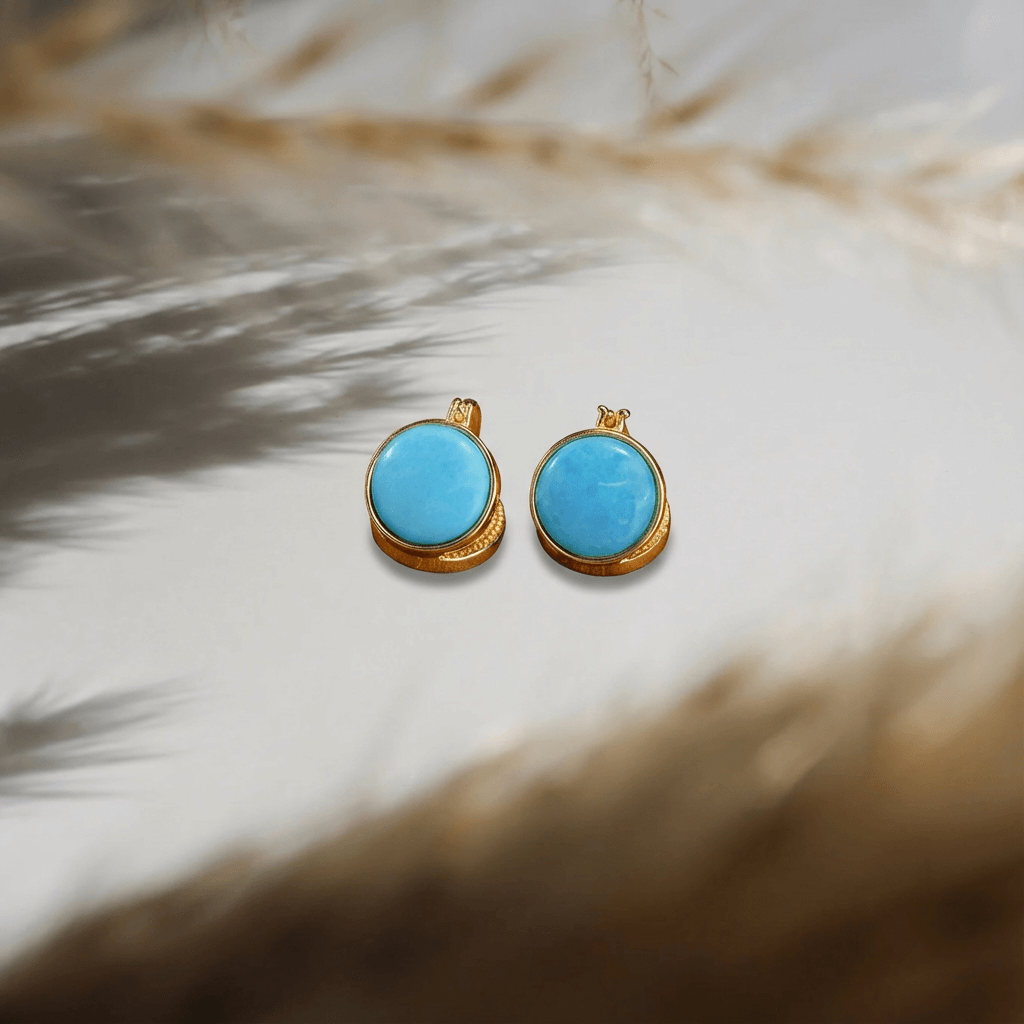Turquoise Serenity—S925 Silver 18K Gold-Plated Bead Earrings - Veilgem