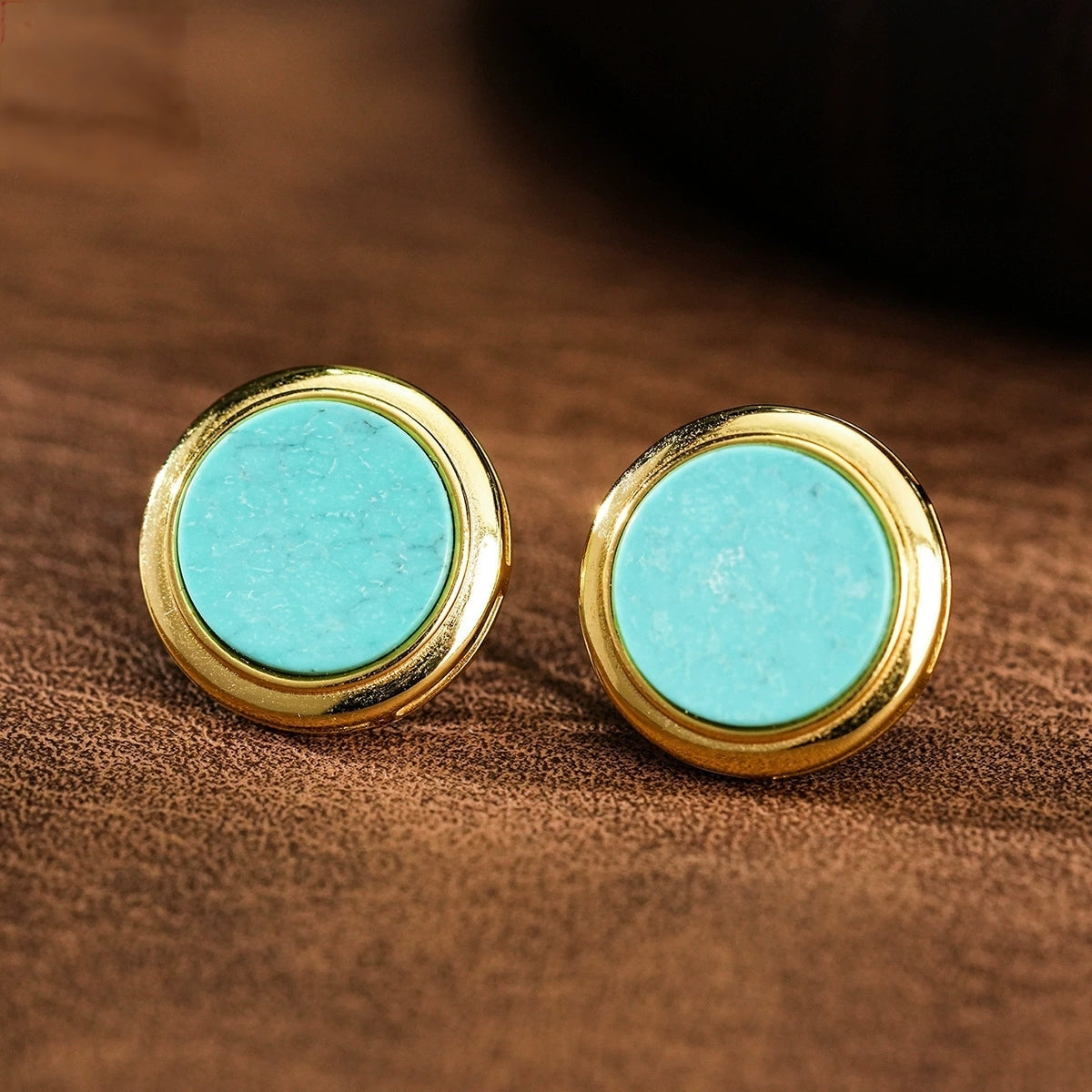 Timeless Turquoise Essence: 18K Gold-Plated Sterling Silver Earrings - Veilgem