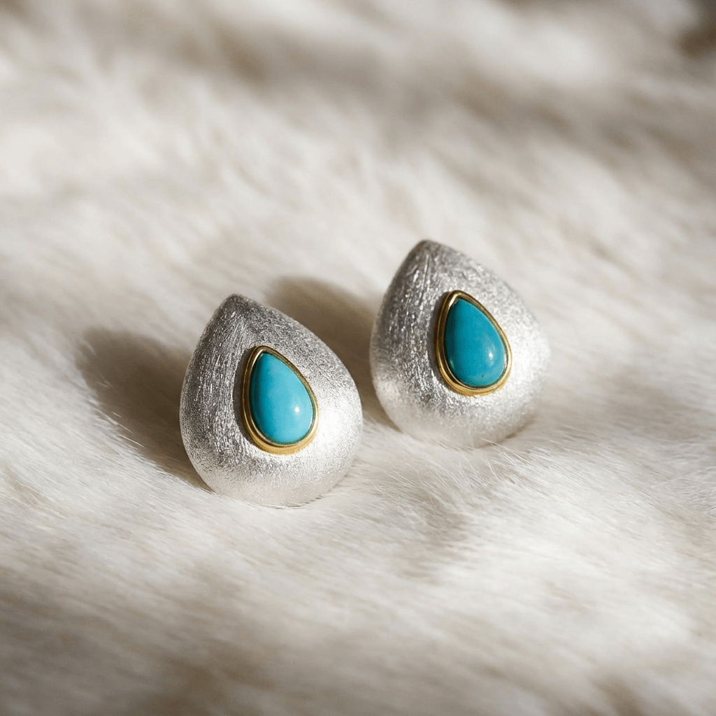 Aqua Grace – Turquoise Teardrop Stud Earrings - Veilgem