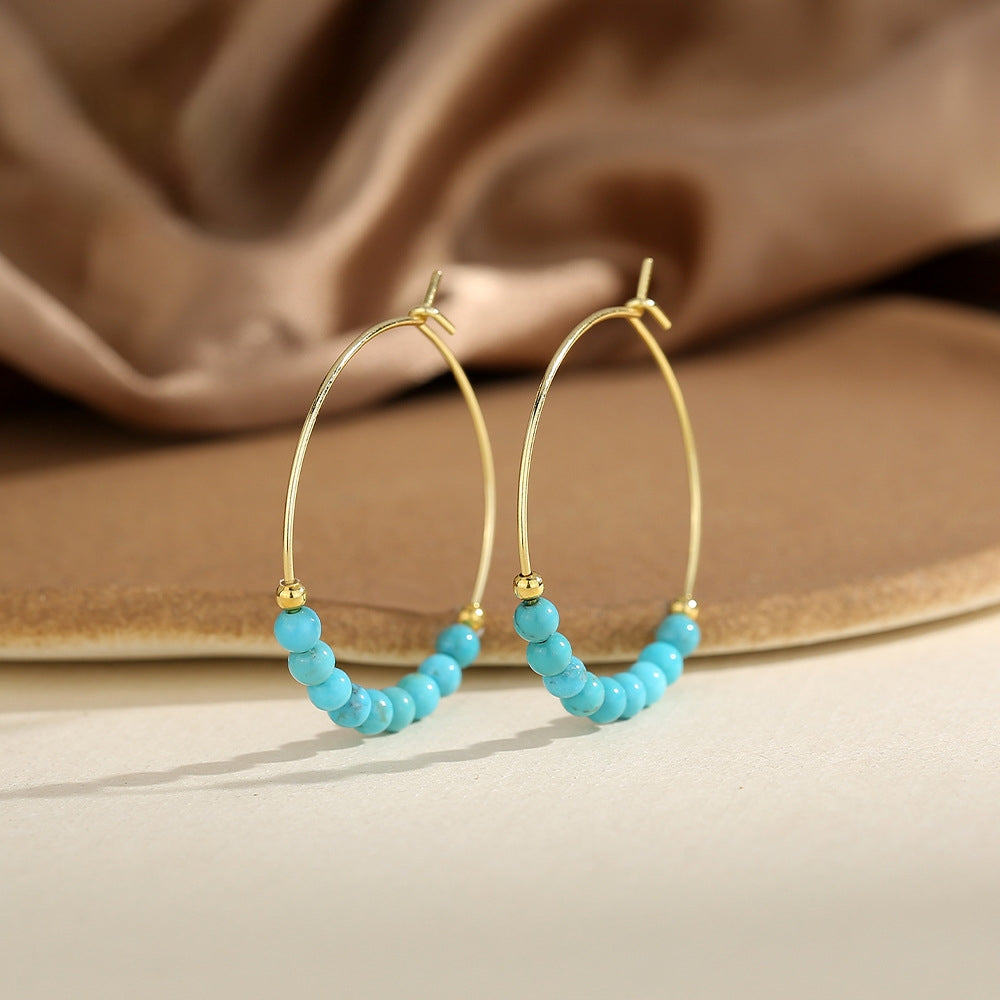 Celeste Sphere — Turquoise Round Bead Earrings in 18K Gold Vermeil - Veilgem
