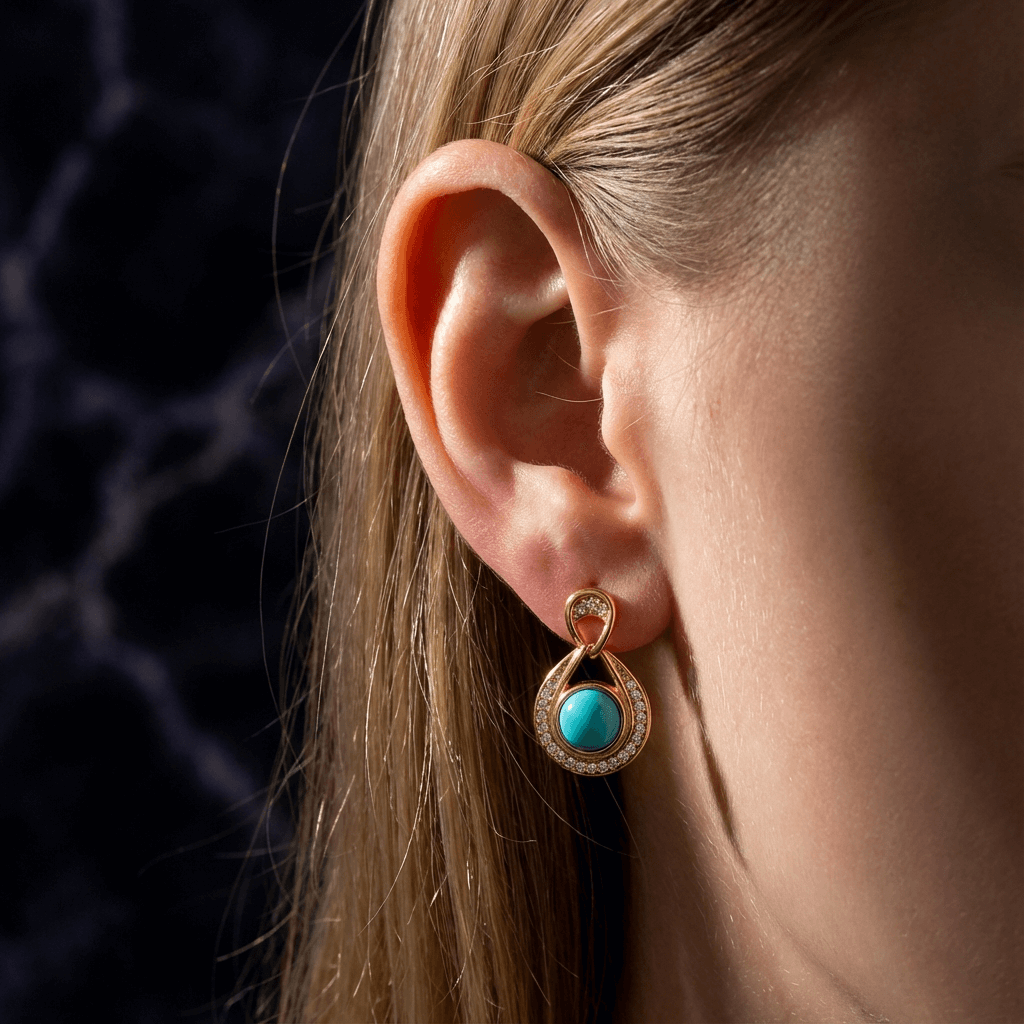 Ocean Pearl – Minimalist Turquoise Stud Earrings - Veilgem