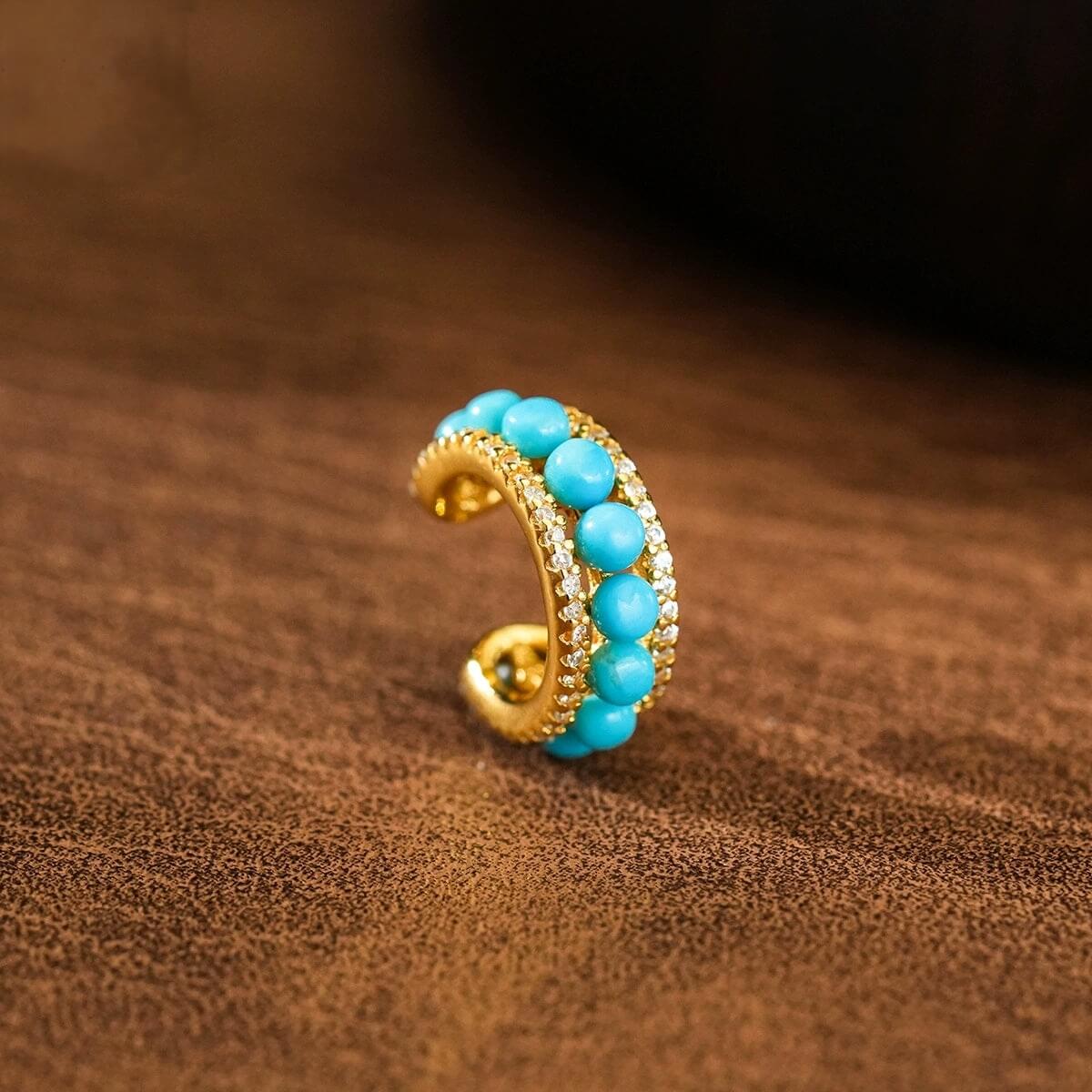 Azure Muse – Turquoise Hoop Ear Cuff - Veilgem