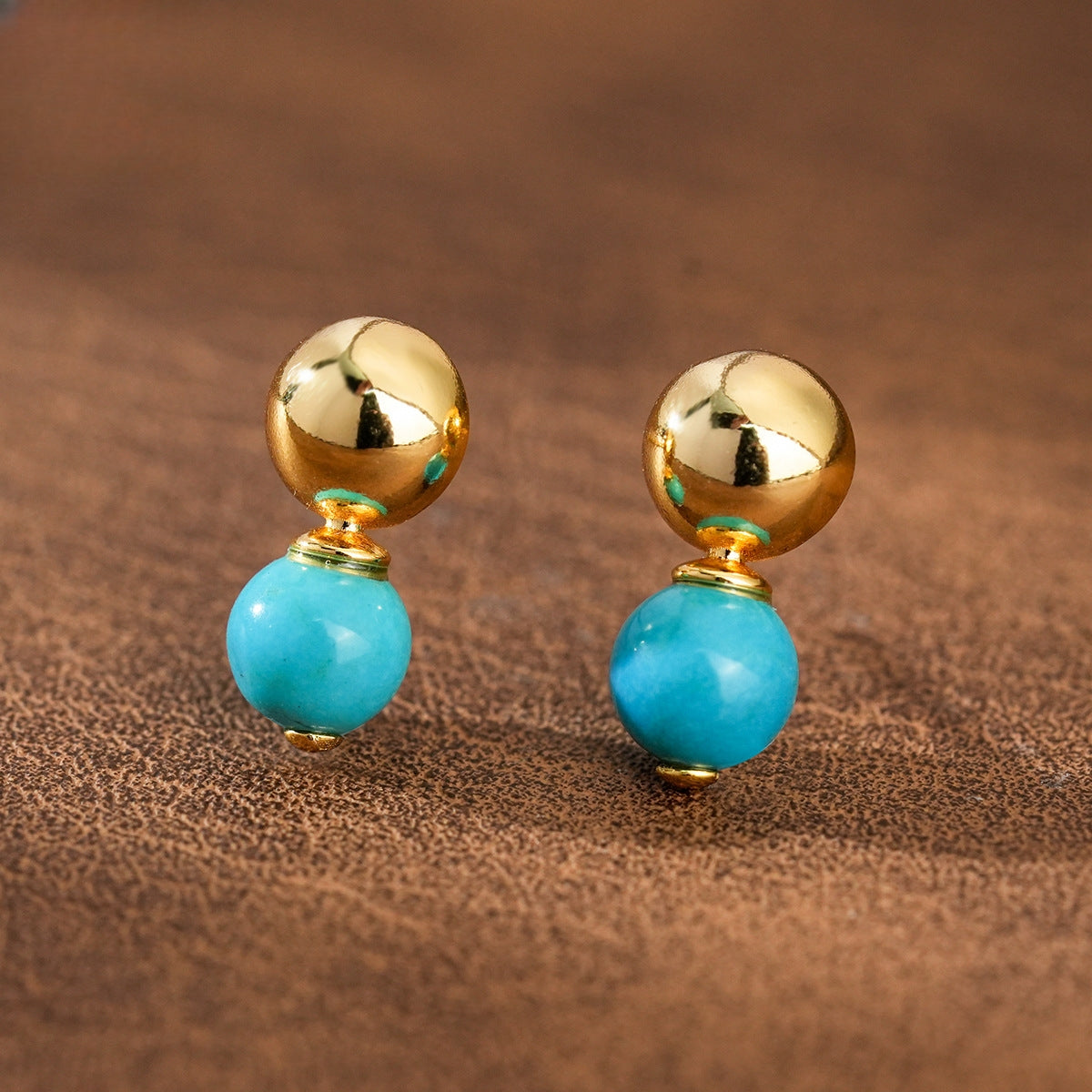 Azure Whisper-S925 Silver 18K Gold-Plated Turquoise Stud Earrings - Veilgem