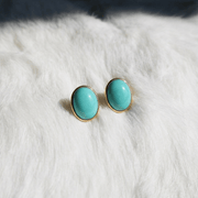 Turquoise Elegance S925 Silver Plated 18K Gold Earrings - Veilgem