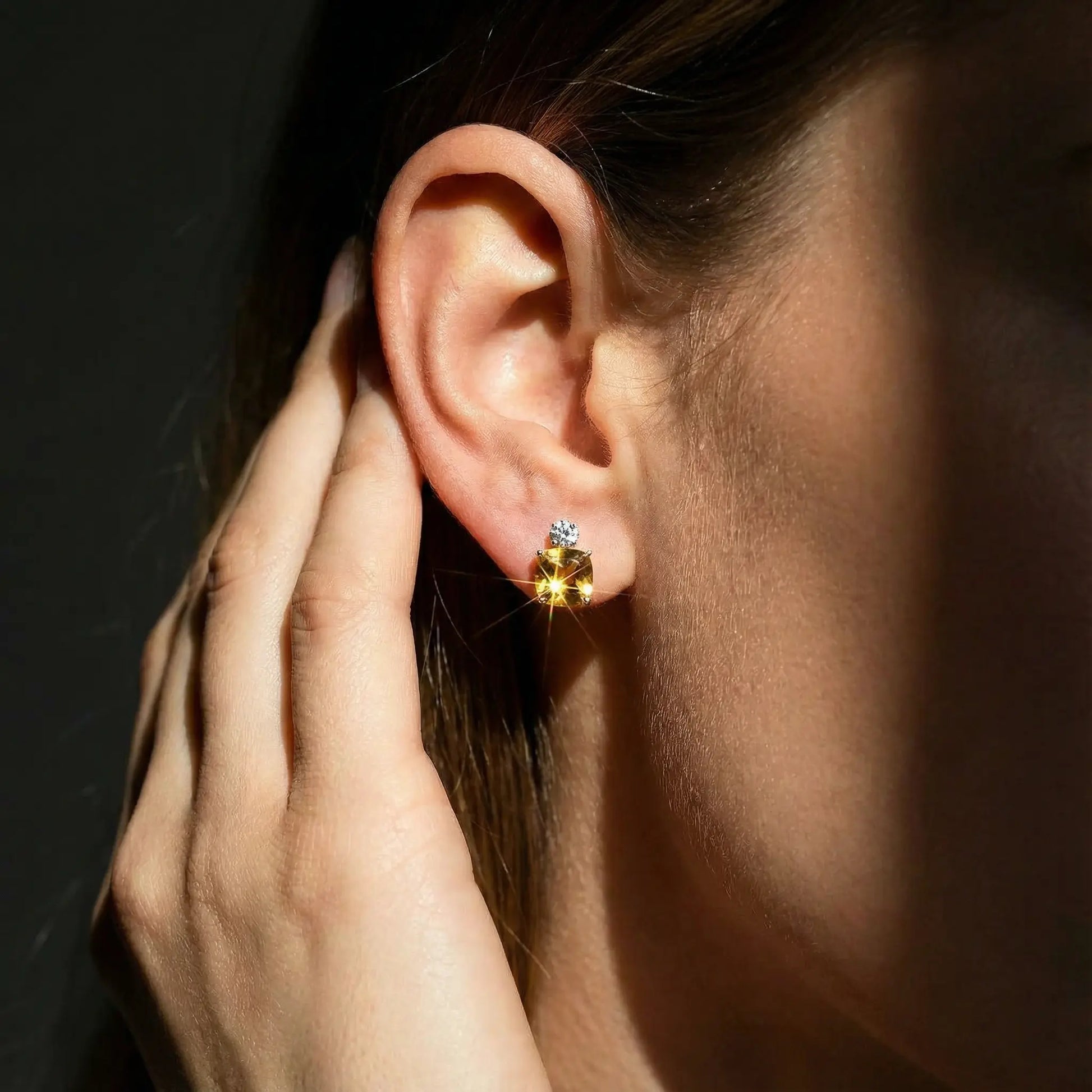 Lemon Light Sugar Cubes - Yellow Crystal Earrings - Veilgem