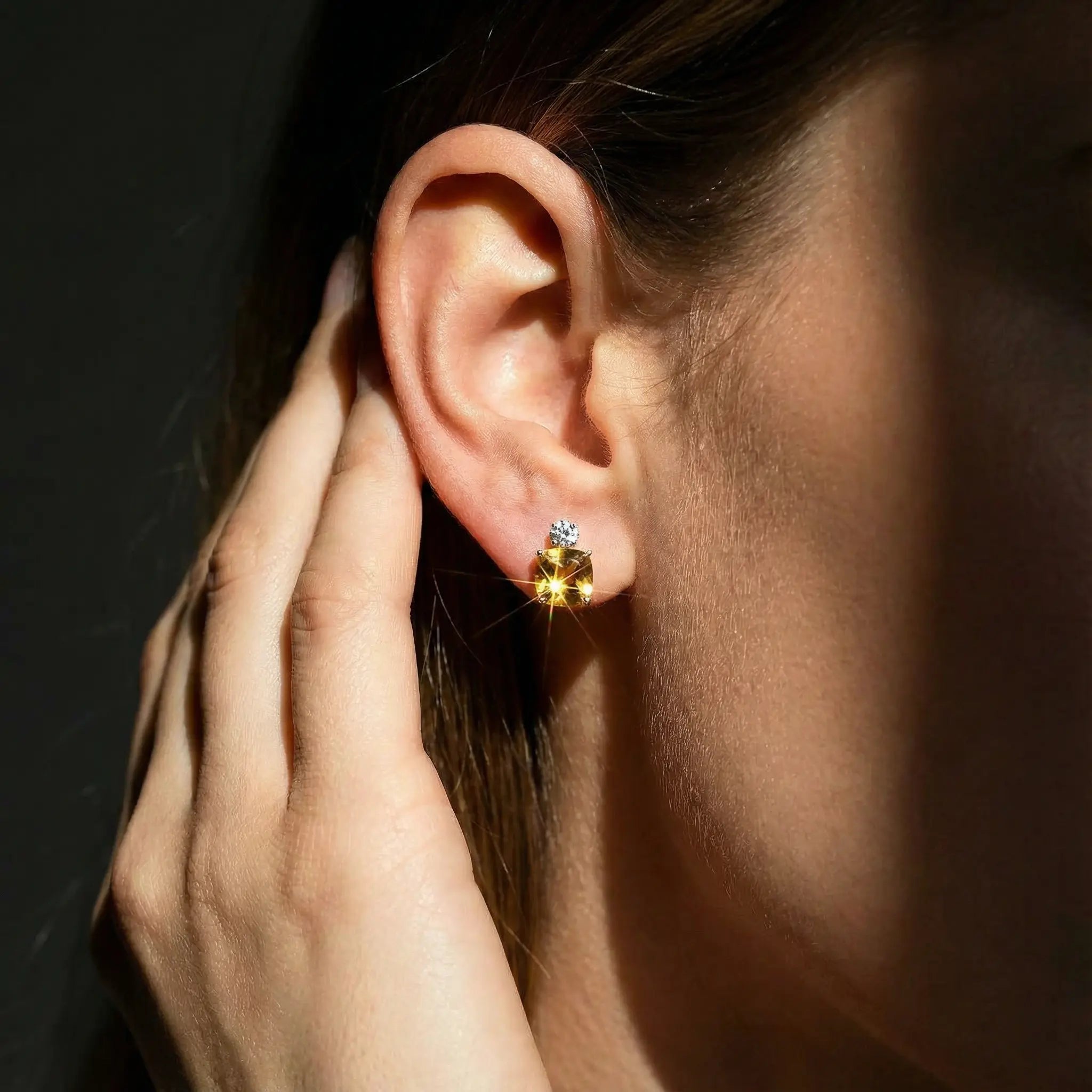 Lemon Light Sugar Cubes - Yellow Crystal Earrings