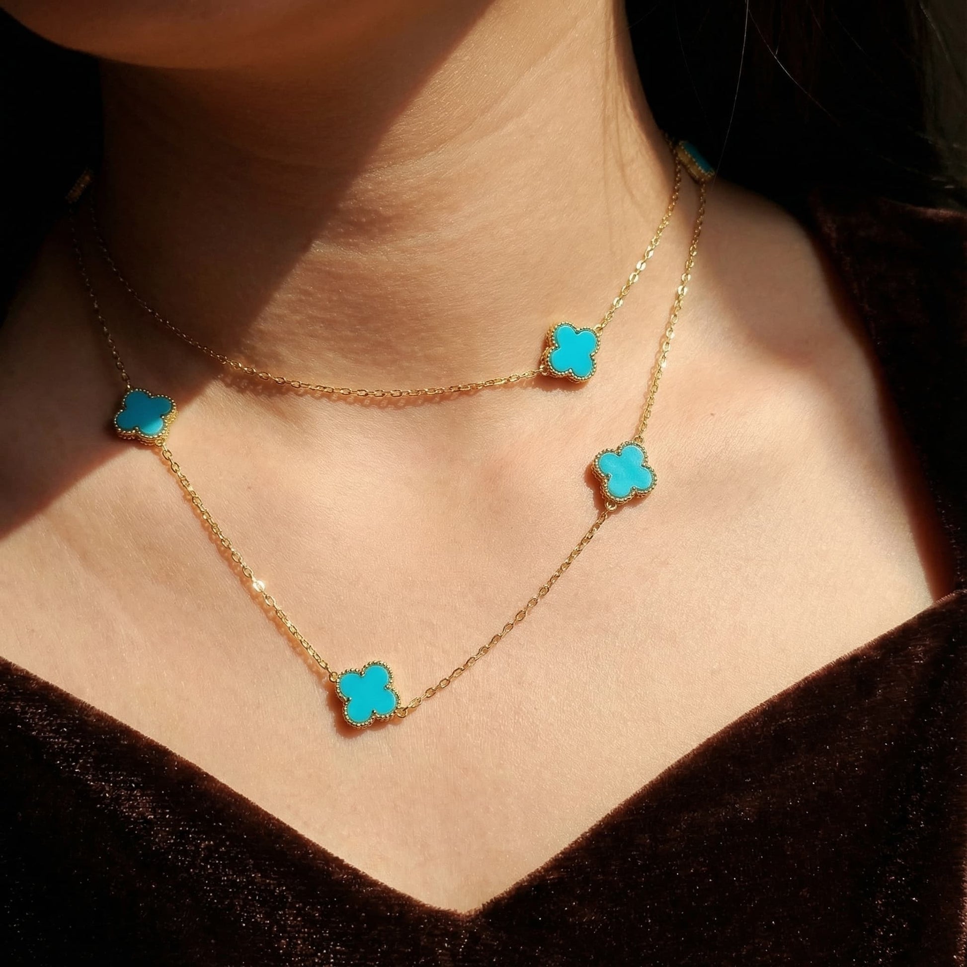 Celeste Clover Turquoise Necklace - Veilgem