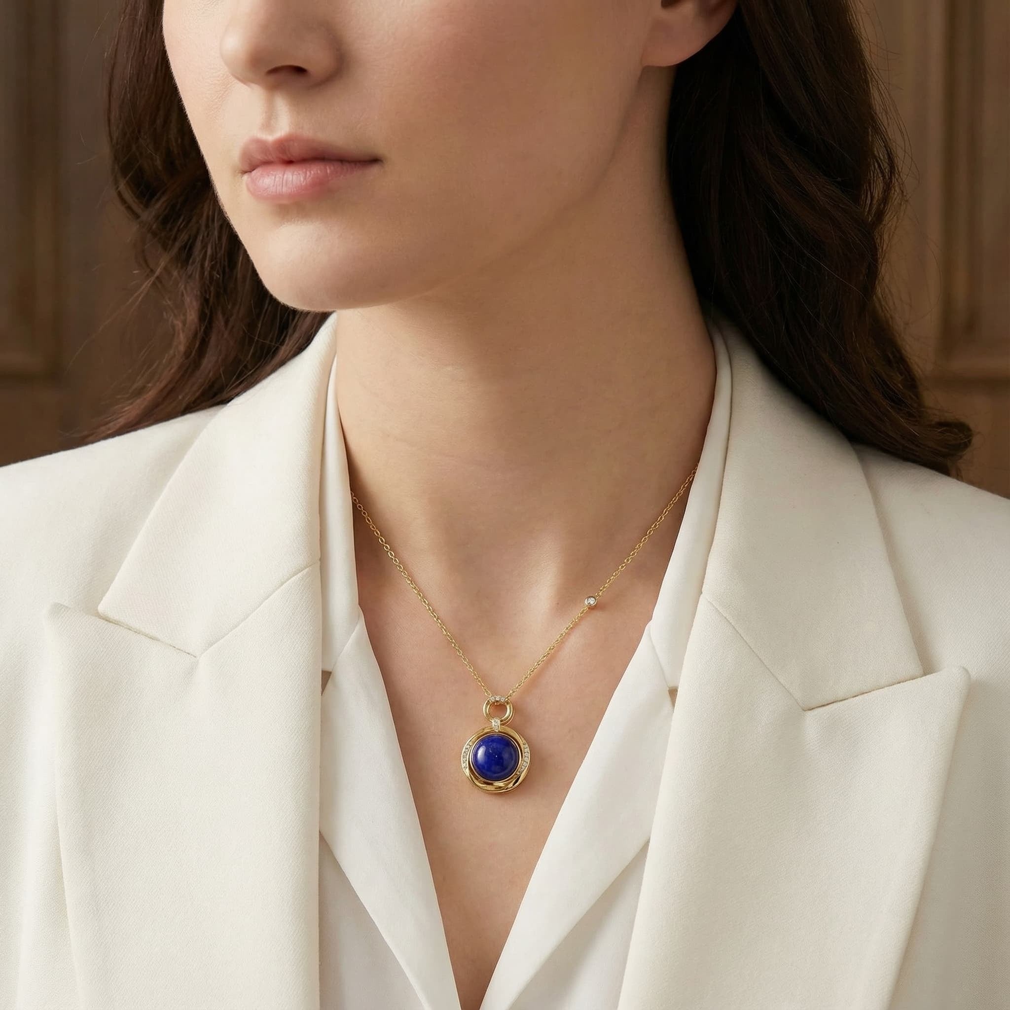 Celestial Embrace Lapis Lazuli Pendant Necklace - Veilgem