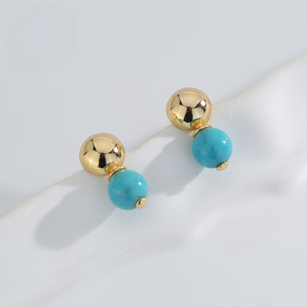 Azure Whisper-S925 Silver 18K Gold-Plated Turquoise Stud Earrings - Veilgem