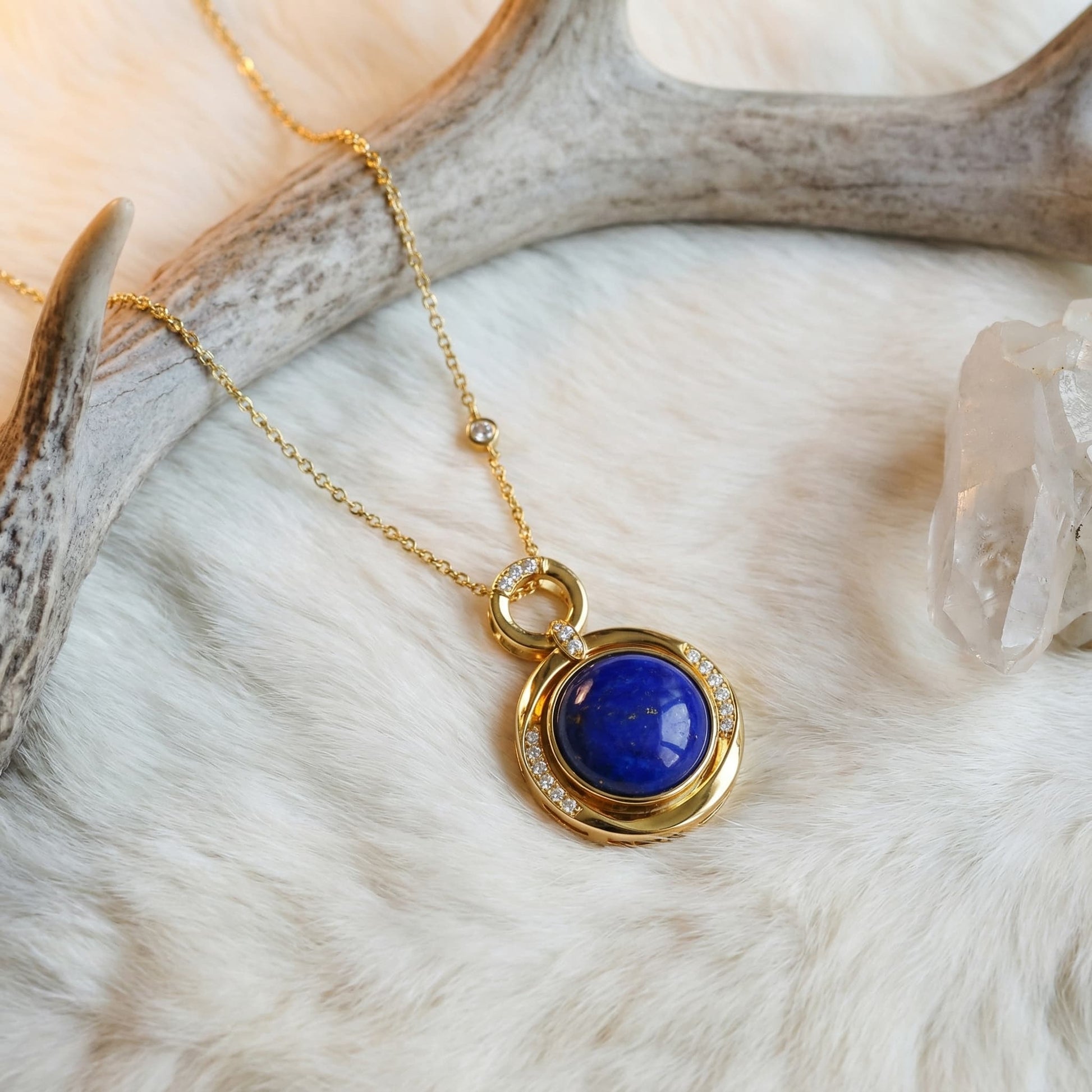 Celestial Embrace Lapis Lazuli Pendant Necklace - Veilgem